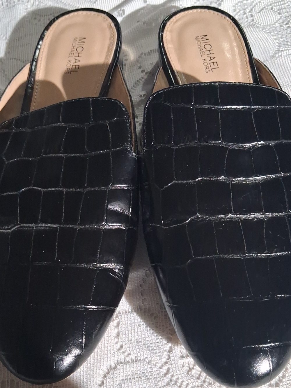 Michael Kors Women's Black Croc-Embossed Slip-On Loafers